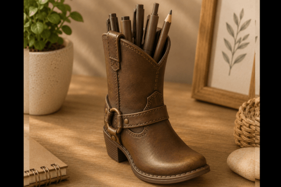 Cowboy Boot Pen Holder STL | Western Desk Organizer 3D Print - Image 7