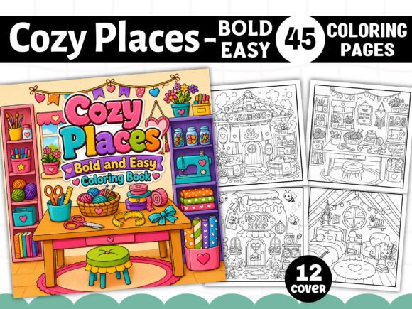 Cozy Places Bold and Easy Coloring Pages