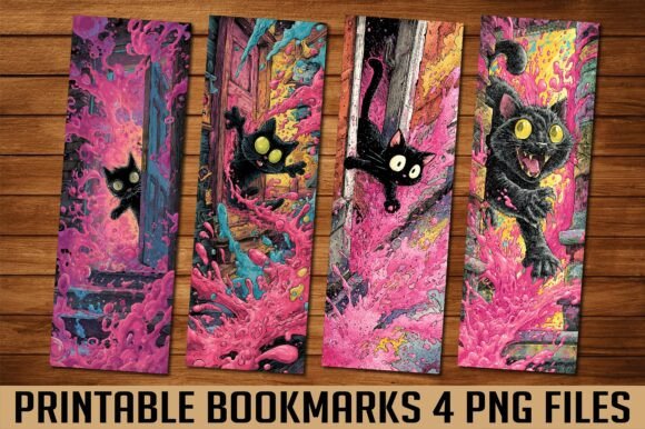 Crazy Black Cat Pink Slime Bookmark PNG