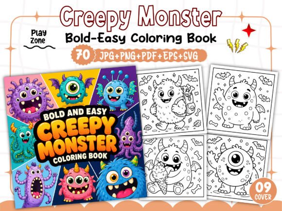 Creepy Monster Coloring Book Bold Easy