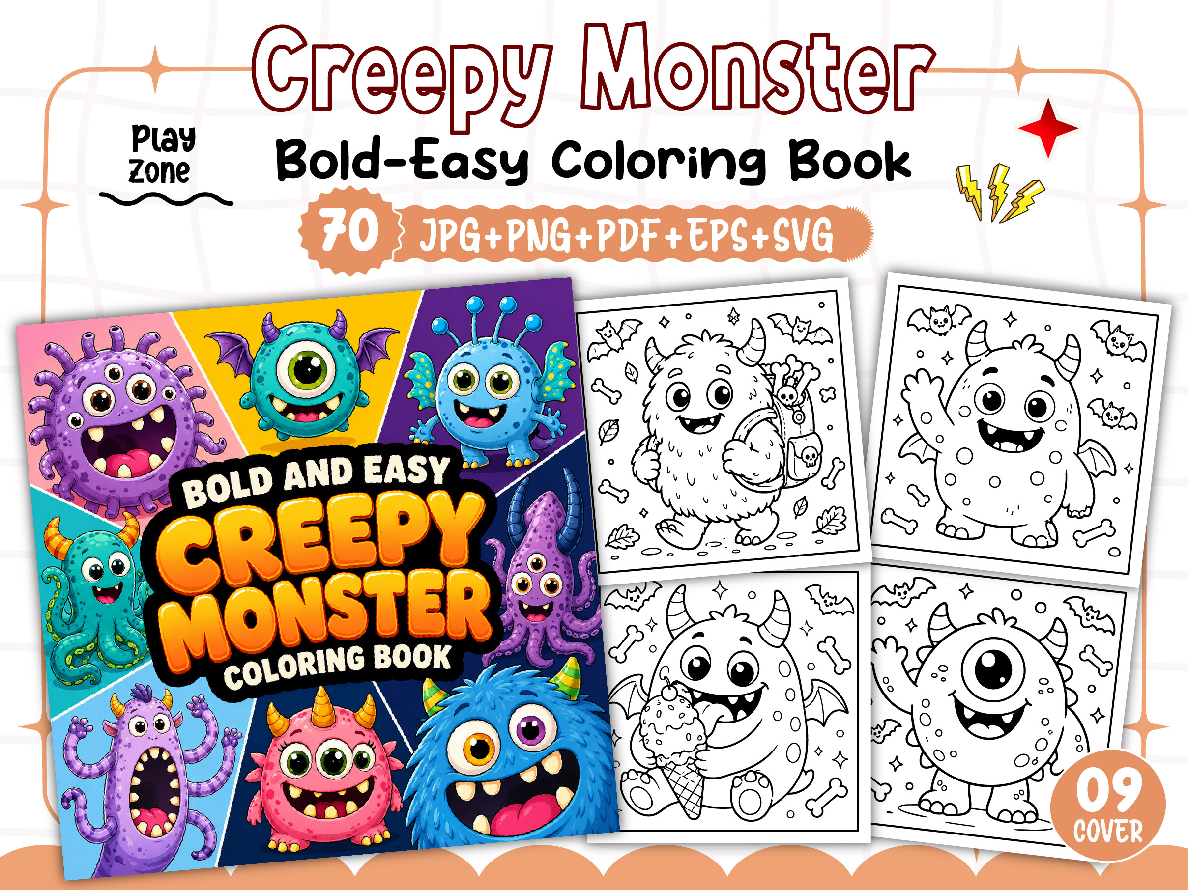 Creepy Monster Coloring Book Bold Easy
