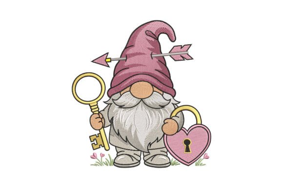 Cupid Gnome with Heart Padlock