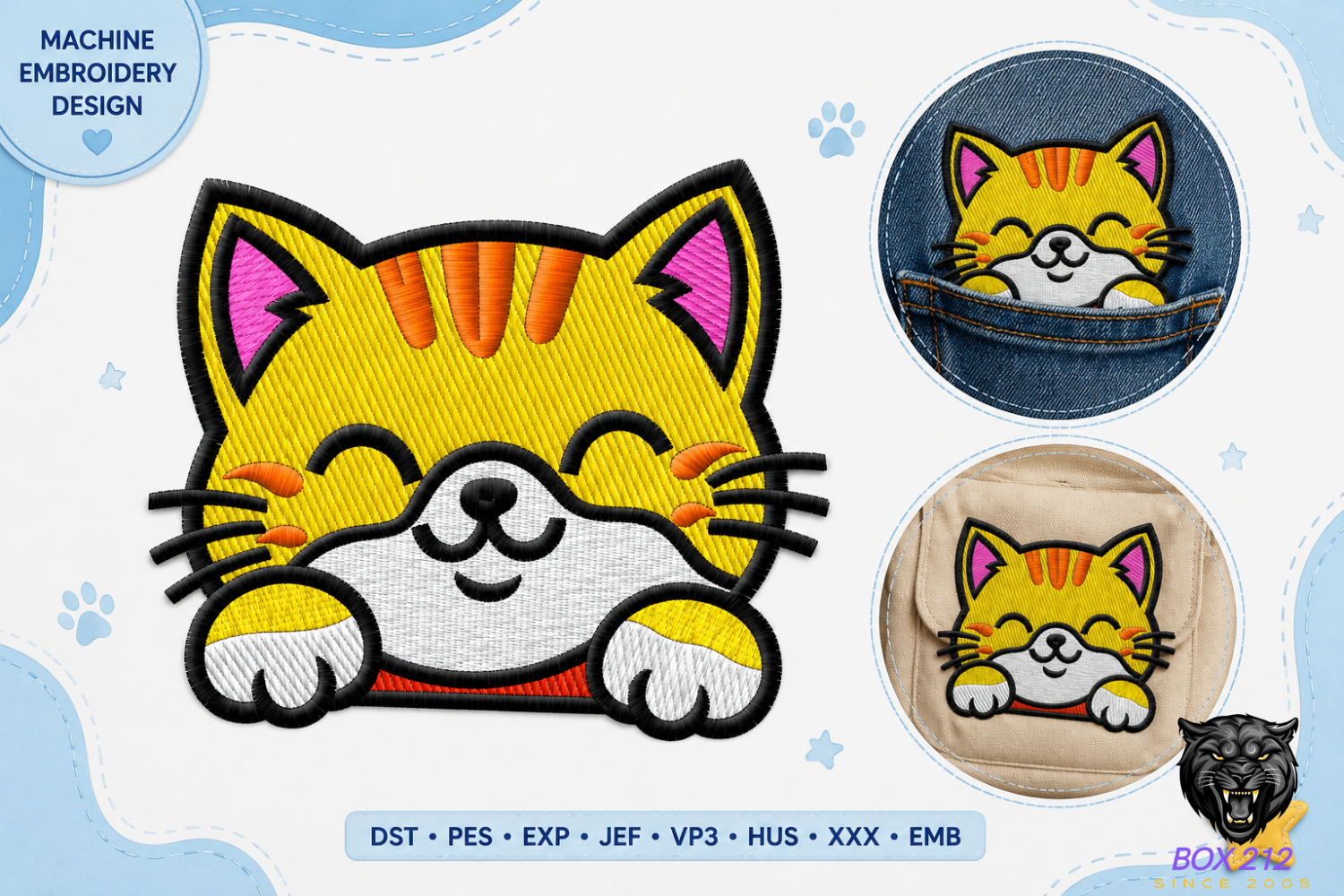 Cute Cat Embroidery Design