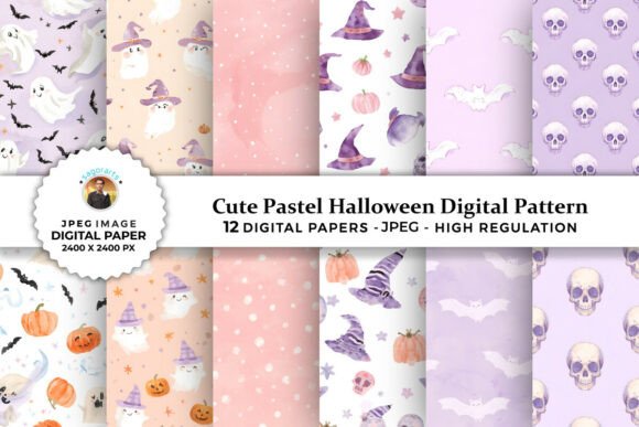 Cute Pastel Halloween Digital Patterns