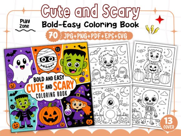 Cute and Scary Coloring Book Bold Easy