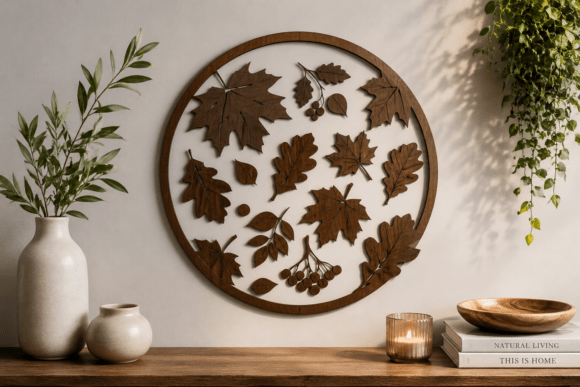 Elegant Wooden Autumn Leaf Circle
