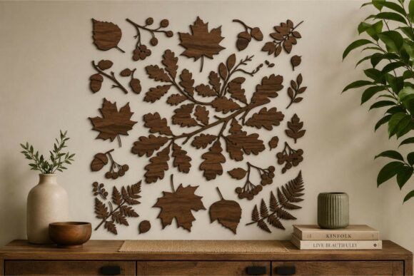 Elegant Wooden Autumn Leaf