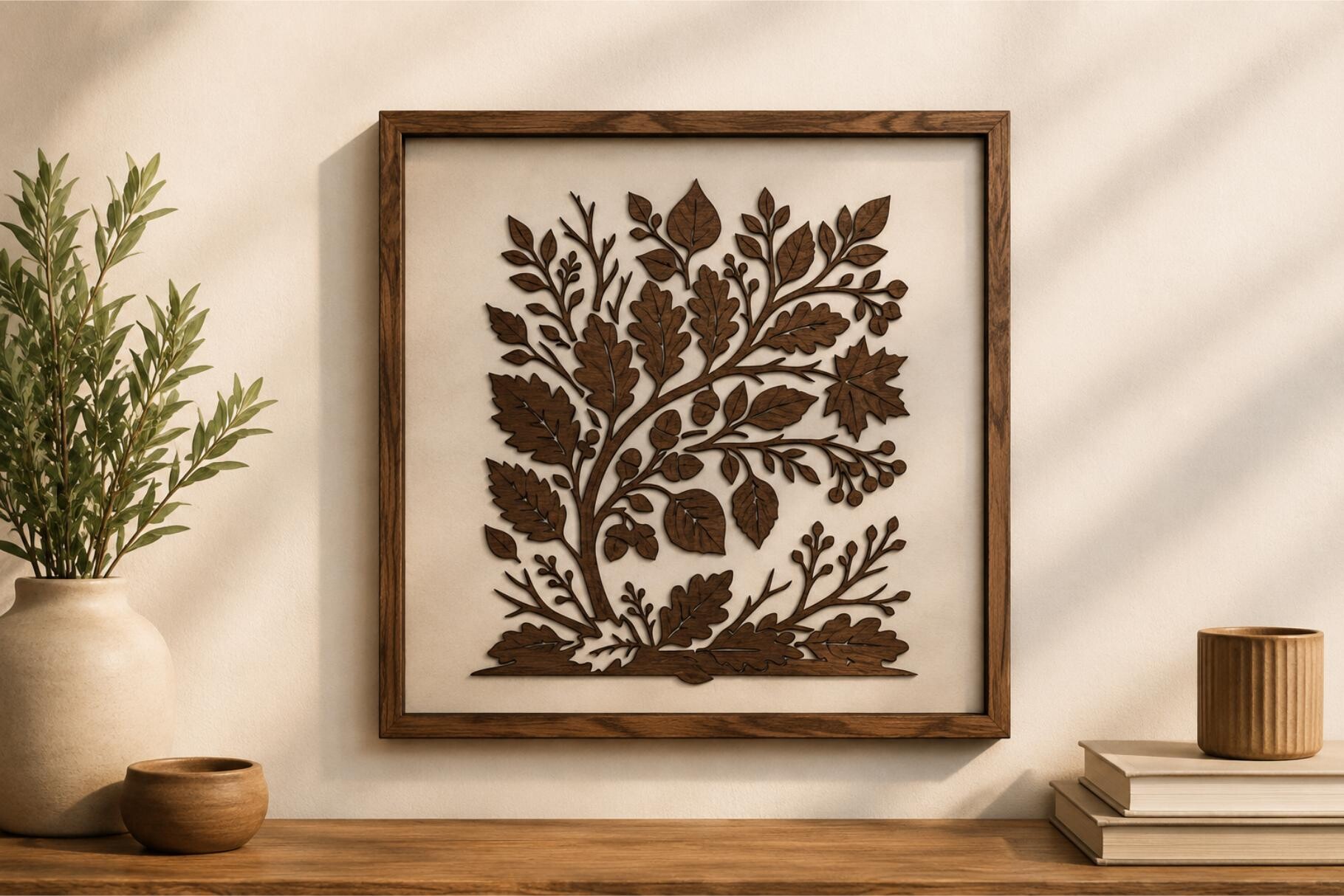 Elegant Wooden Botanical Tree Wall Art