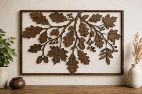 Elegant Wooden Oak Leaf Branch