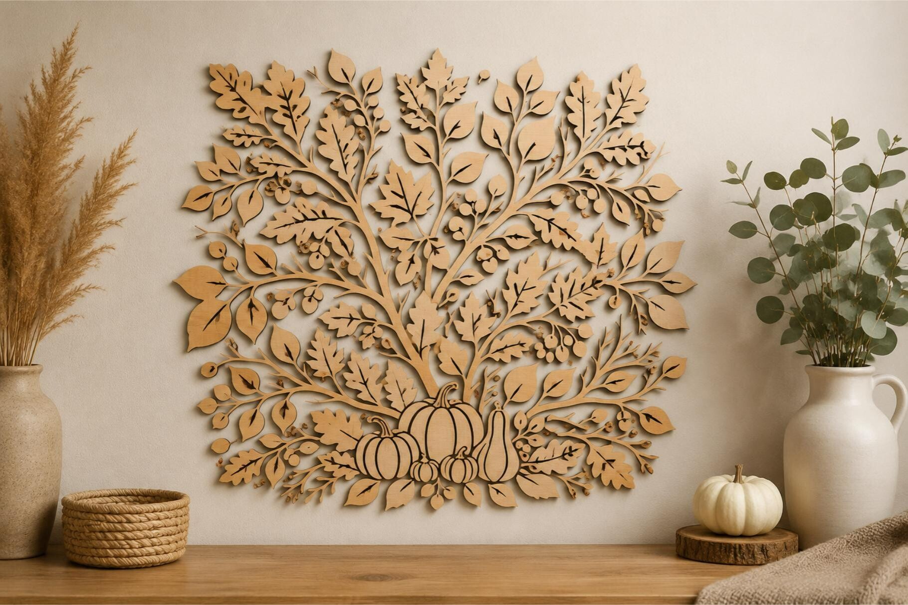 Elegant Wooden Pumpkin Tree