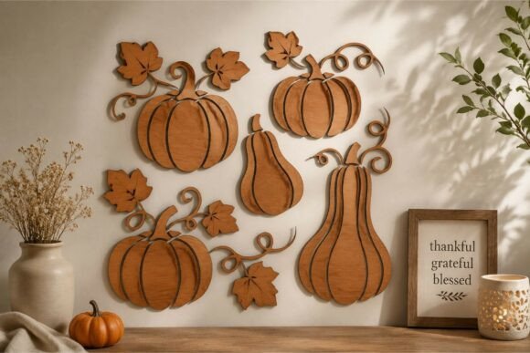 Elegant Wooden Pumpkin Wall Decor