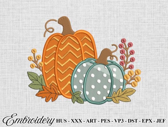 Fall Pumpkin Embroidery Design