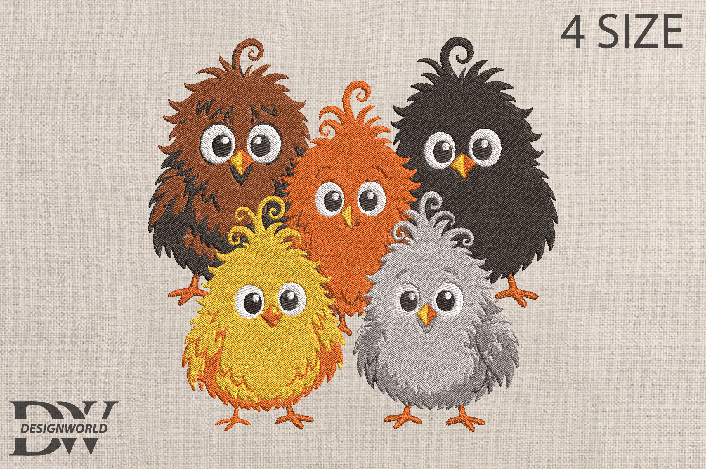 Funny Bird Crazy Chickens Embroidery