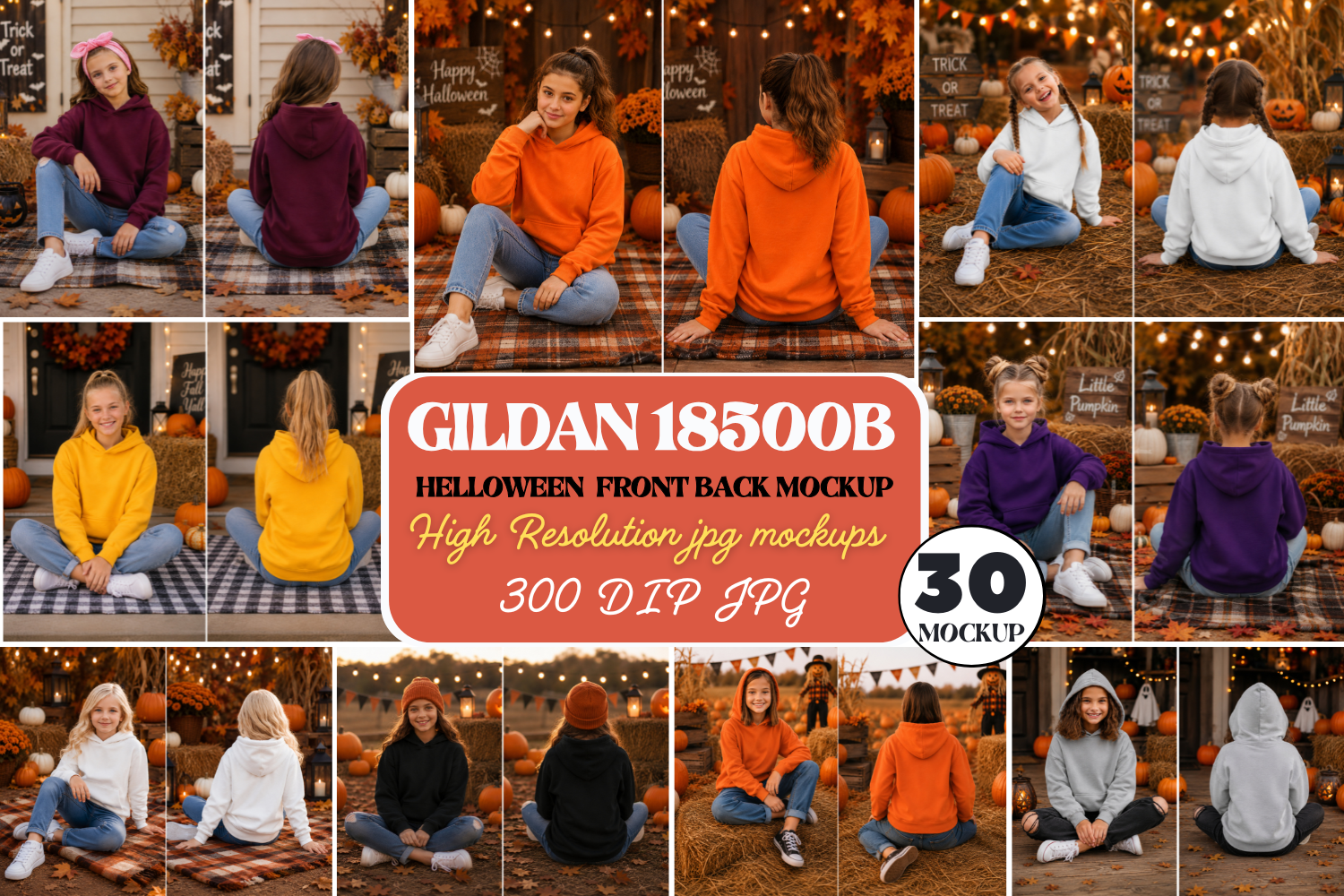 Halloween Gildan 18500B Mockup Bundle