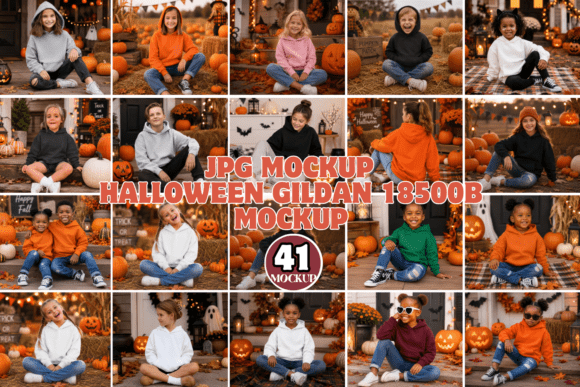 Halloween Gildan 18500B Mockup Bundle
