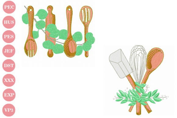 Kitchen Utensils Embroidery Design