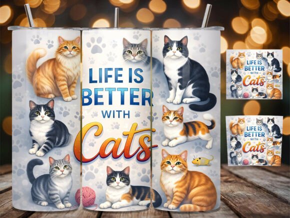 Life is Better with Cats Tumbler Wrap