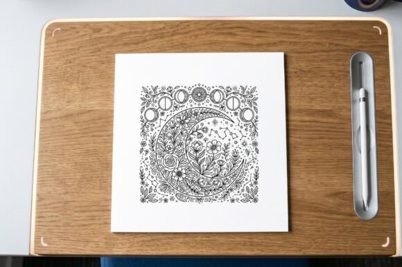 Moon Phases Floral Mandala Coloring