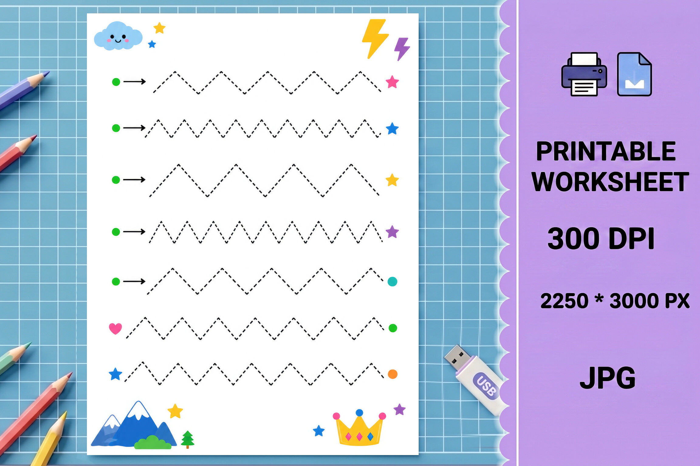Pre-writing Line Tracing Worksheet