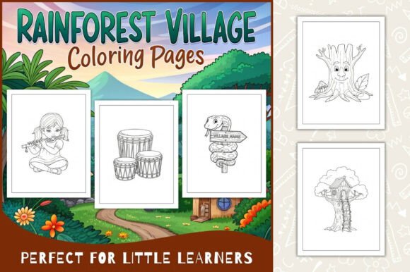 Rainforest Village Coloring Pages