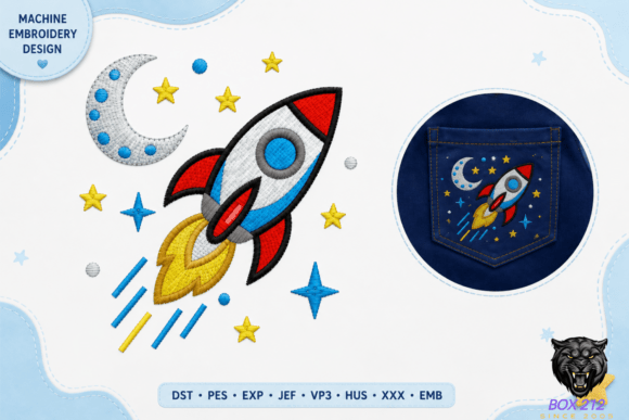 Rocket Embroidery Design