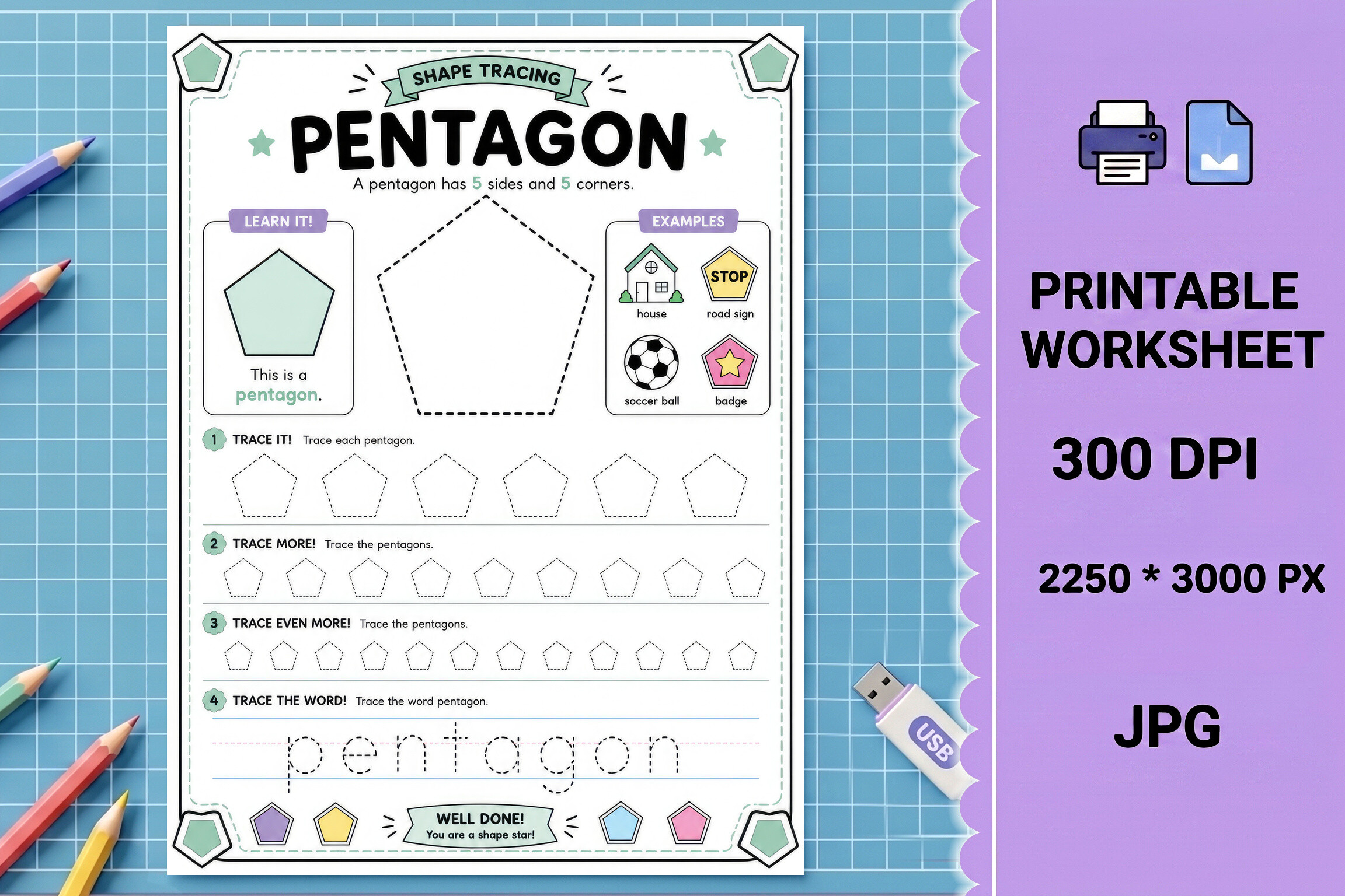 Shapes Shape Tracing Printable Worksheet