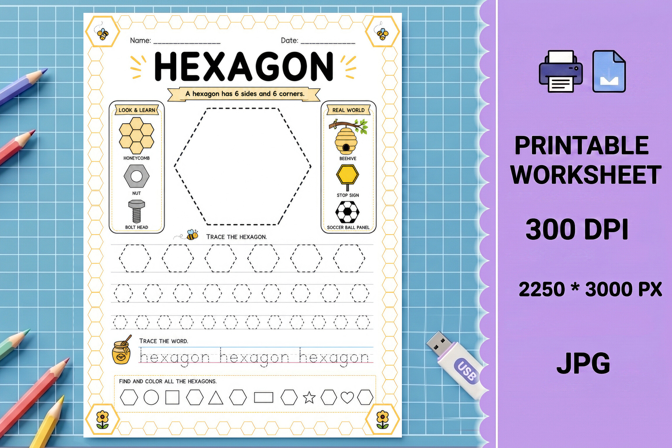 Six Shape Tracing Printable Worksheet
