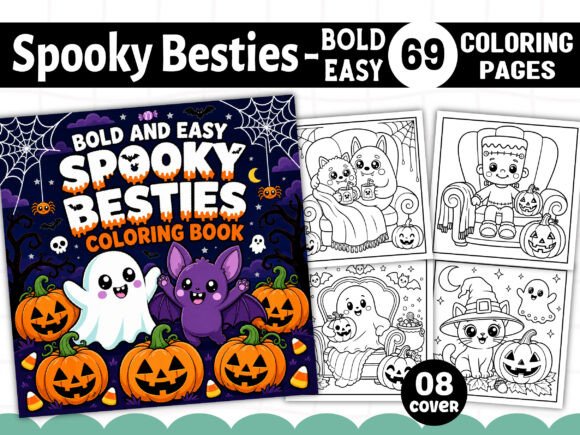 Spooky Besties Bold Easy Coloring Book