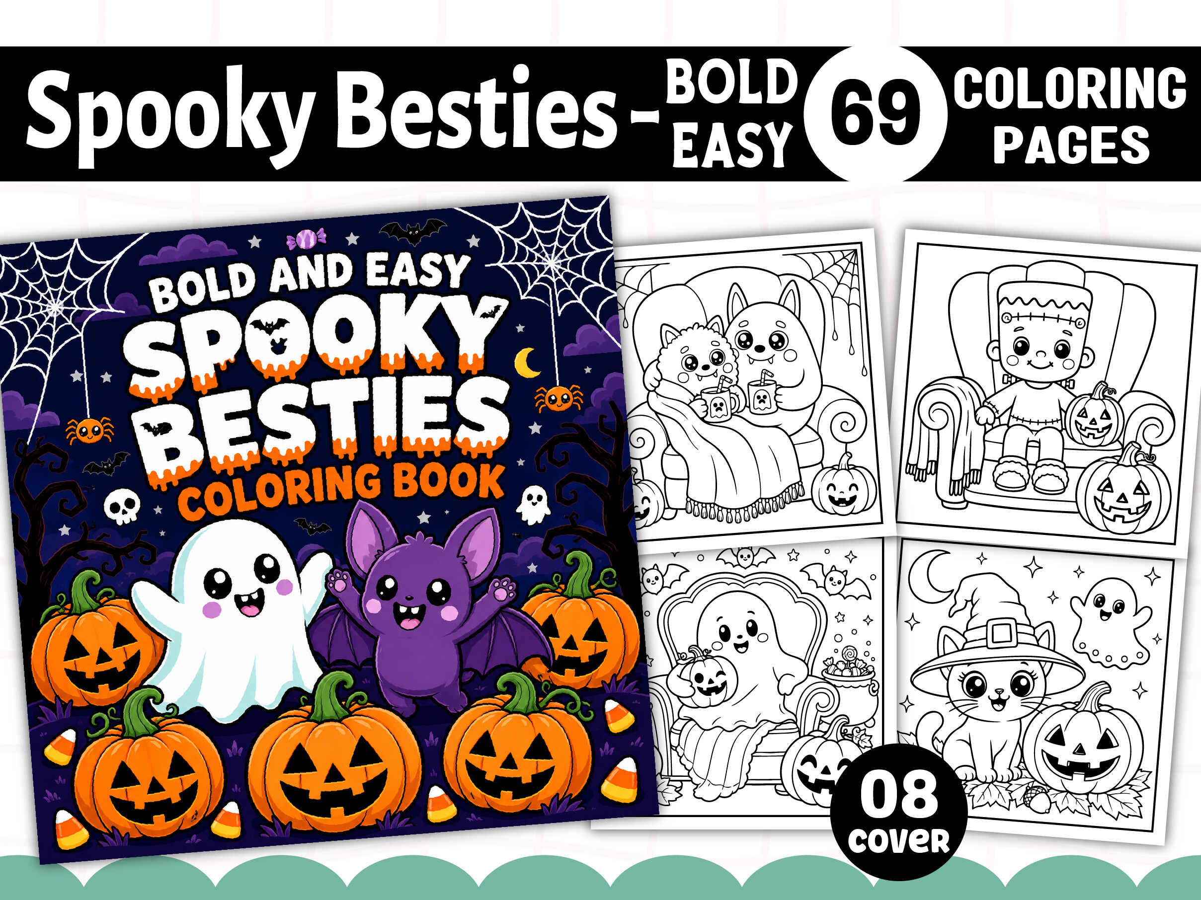 Spooky Besties Bold Easy Coloring Book