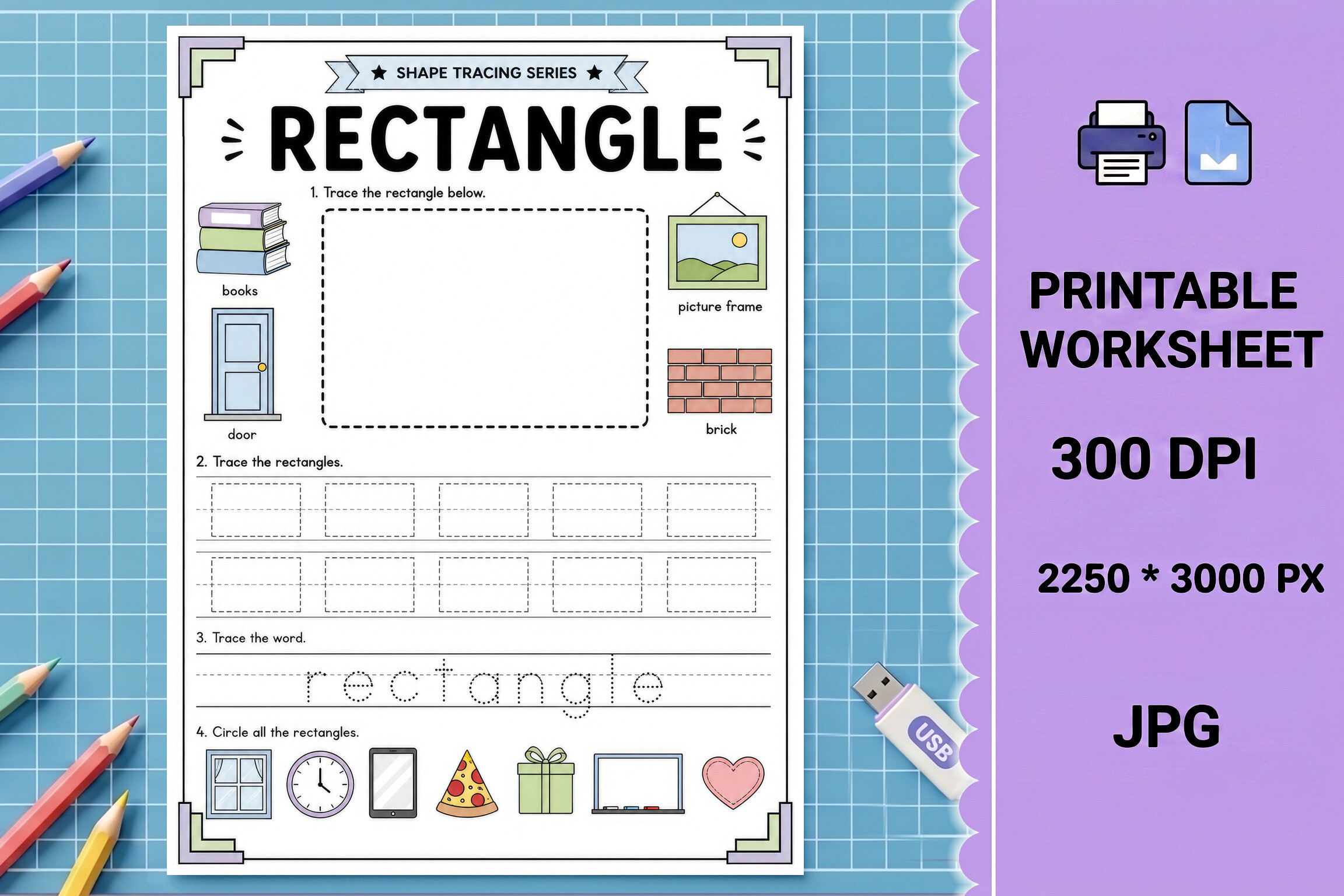 Trace Shape Tracing Printable Worksheet