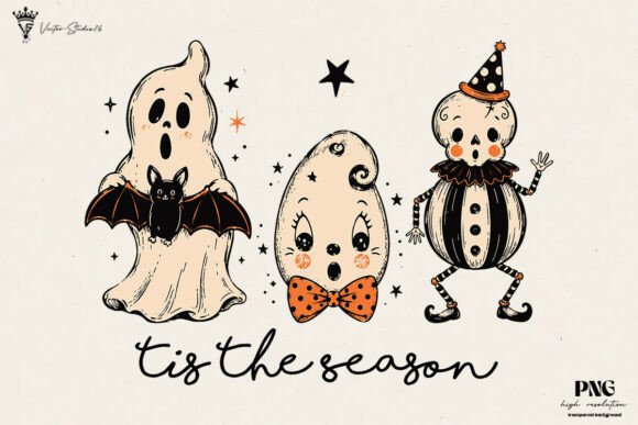 Vintage Halloween Pumpkin Skeleton PNG
