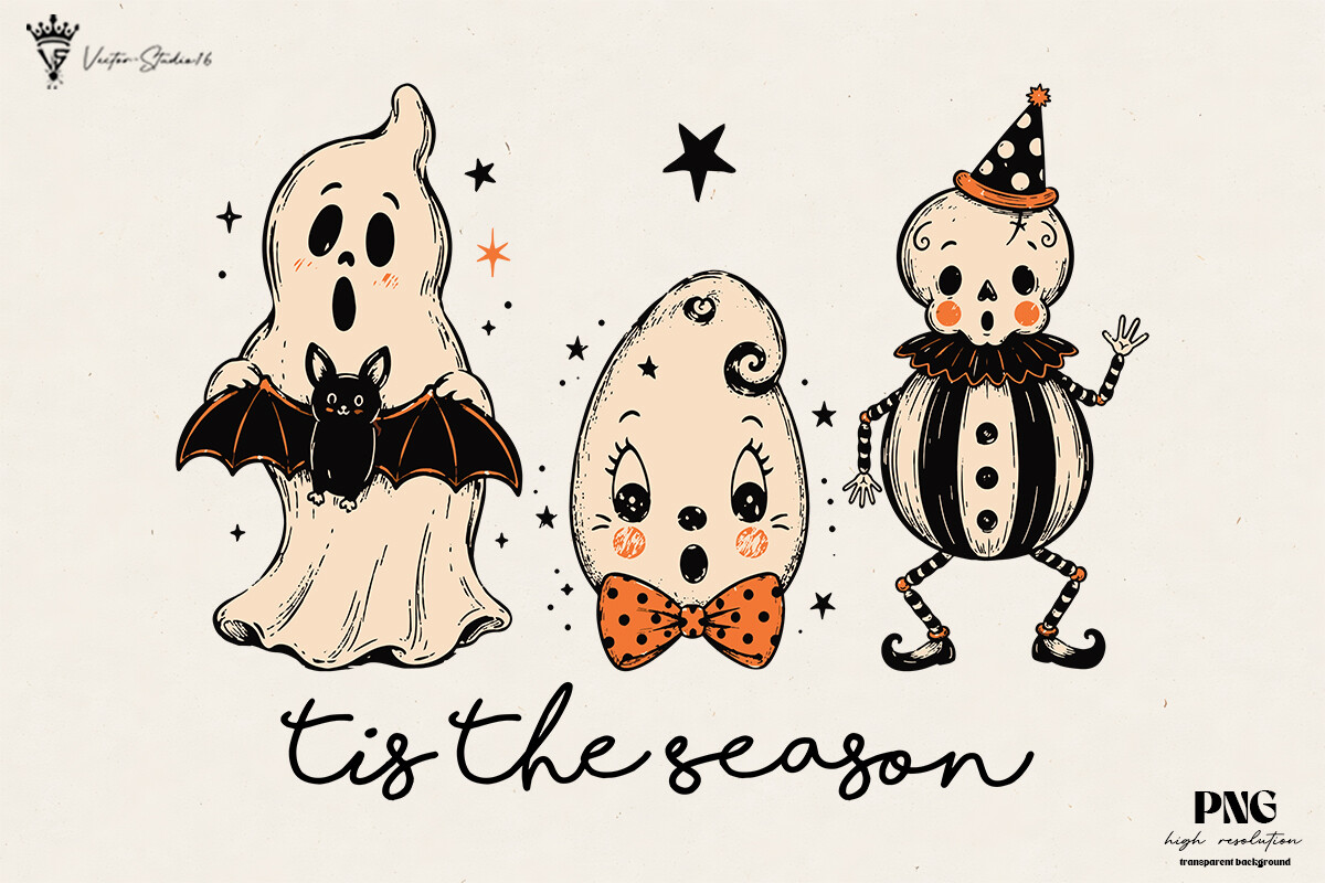 Vintage Halloween Pumpkin Skeleton PNG
