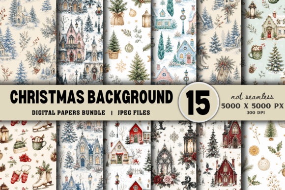 Watercolor Christmas Background Bundle