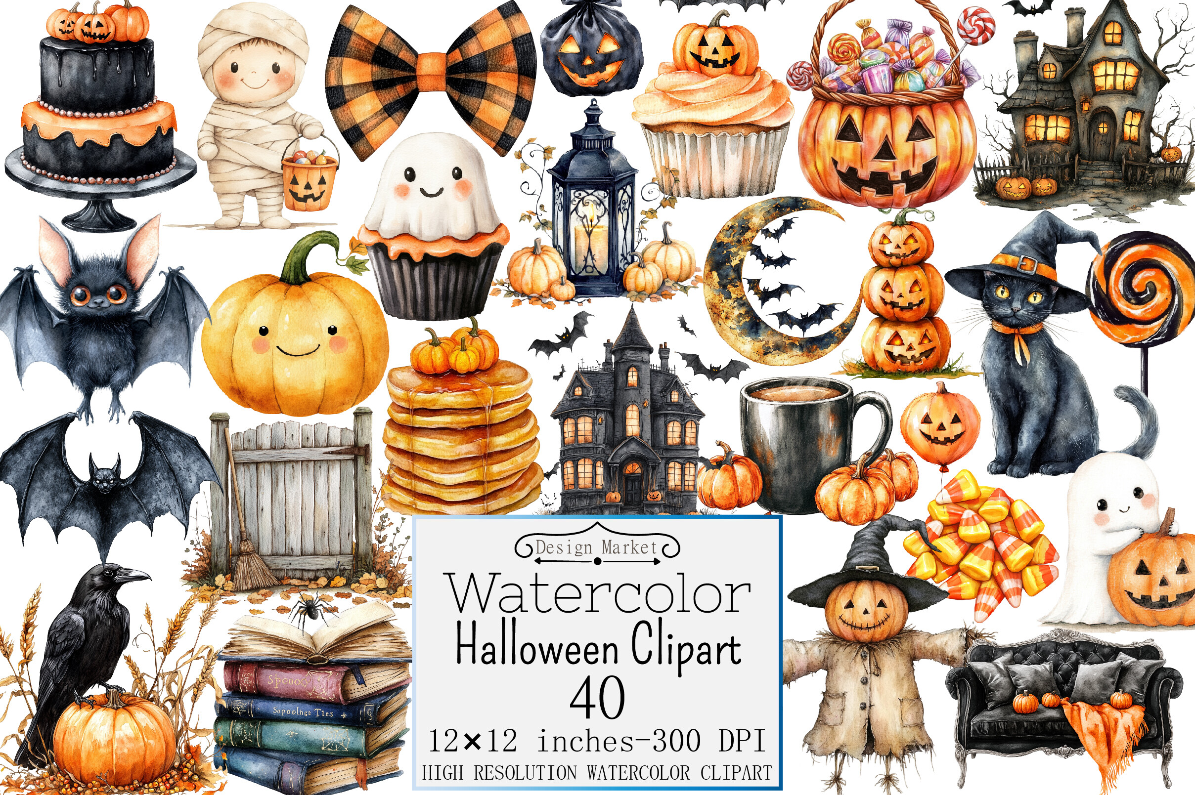 Watercolor Halloween Clipart