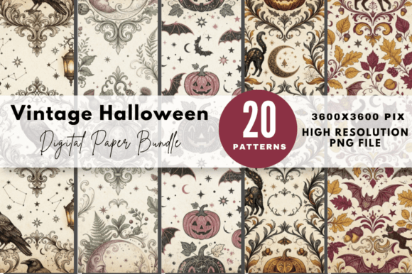 Vintage Halloween Digital Paper Bundle
