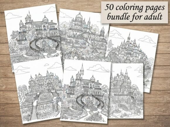 50 Fantasy Castle Coloring Pages