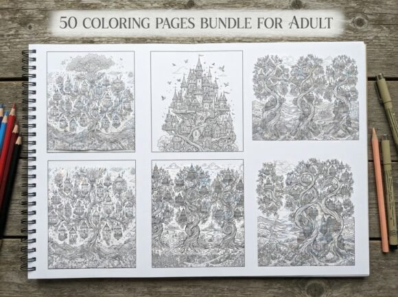 50 Fantasy Treehouse Coloring Pages