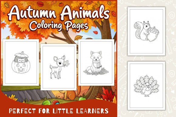 Autumn Animals Coloring Pages