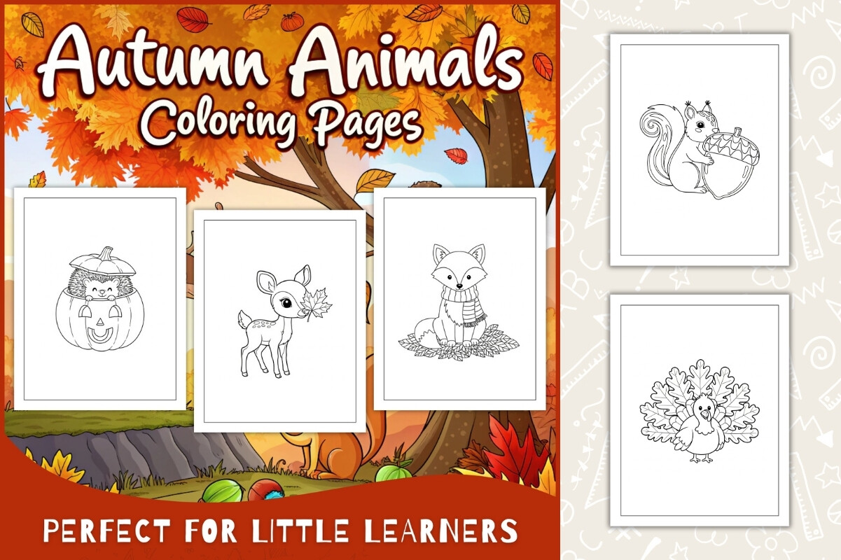 Autumn Animals Coloring Pages