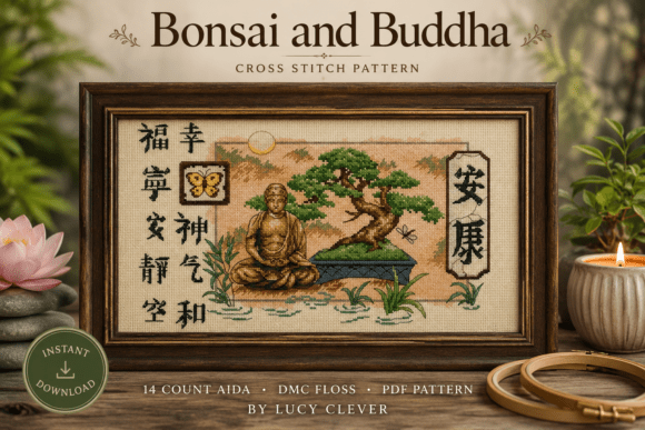 Bonsai&Buddha Cross Stitch Pattern PDF