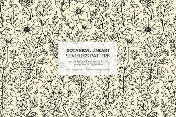 Botanical Floral Line Art Pattern