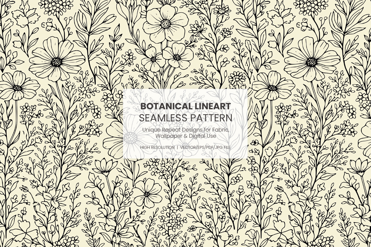 Botanical Floral Line Art Pattern