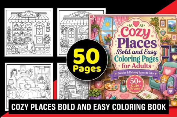 Cozy Places Bold & Easy Coloring Book