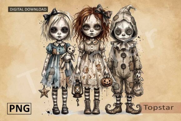 Creepy Gothic Doll Scary Halloween Art