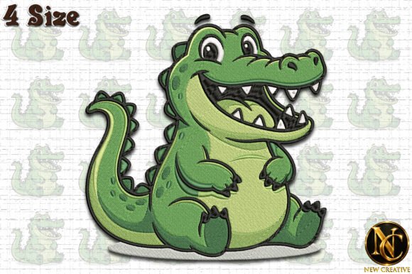 Cute Alligator Embroidery Design