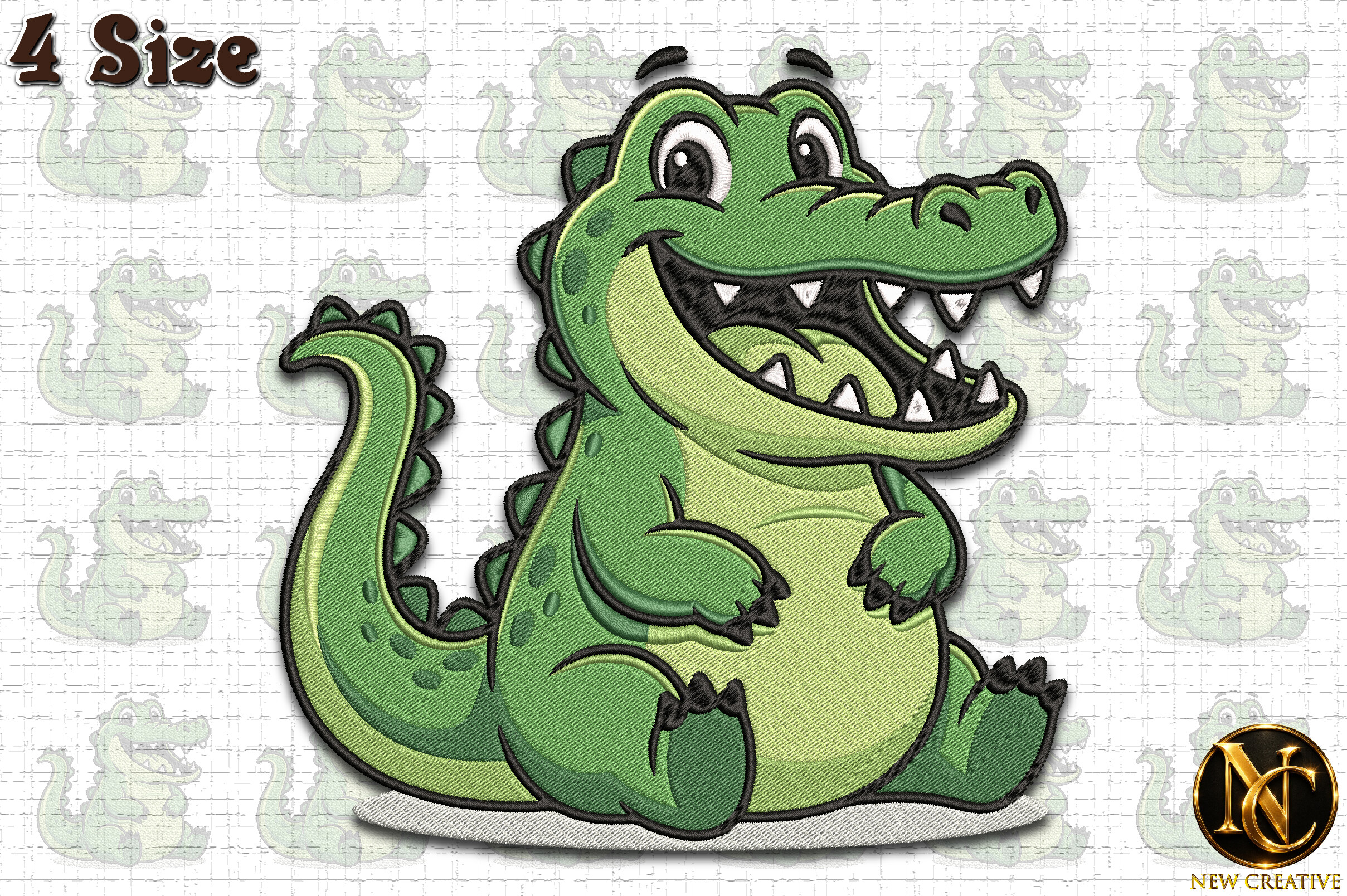 Cute Alligator Embroidery Design