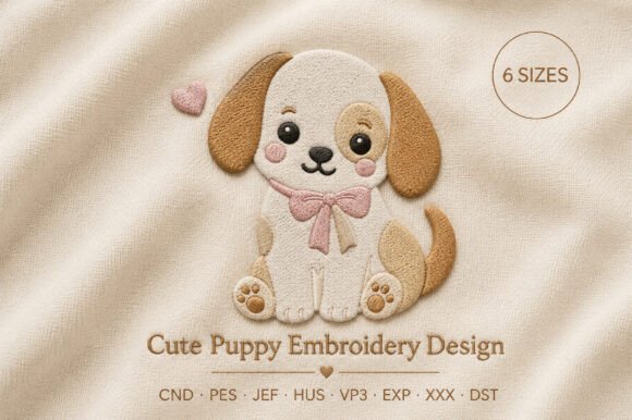 Cute Puppy Embroidery Design