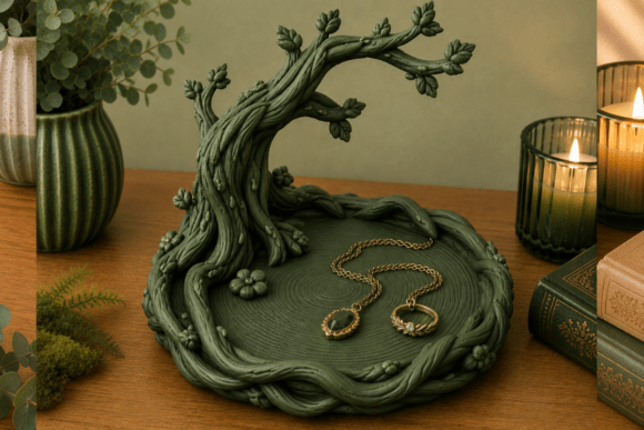 Enchanted Tree Jewelry Dish STL - 3D Printable Woodland Organizer - Image 2