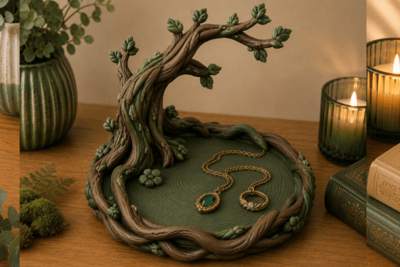 Enchanted Tree Jewelry Dish STL - 3D Printable Woodland Organizer - Image 3