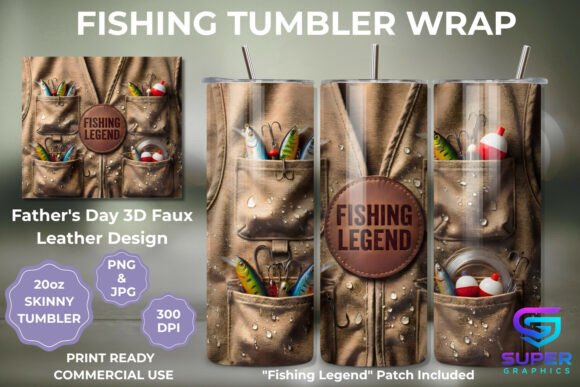 Father's Day 20oz Fishing Tumbler Wrap